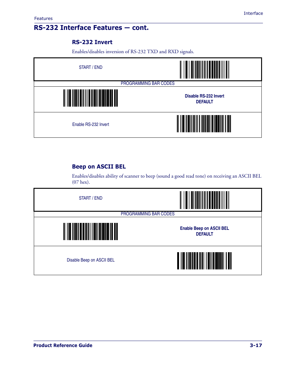Rs-232 interface features — cont | PSC 1400I User Manual | Page 45 / 180