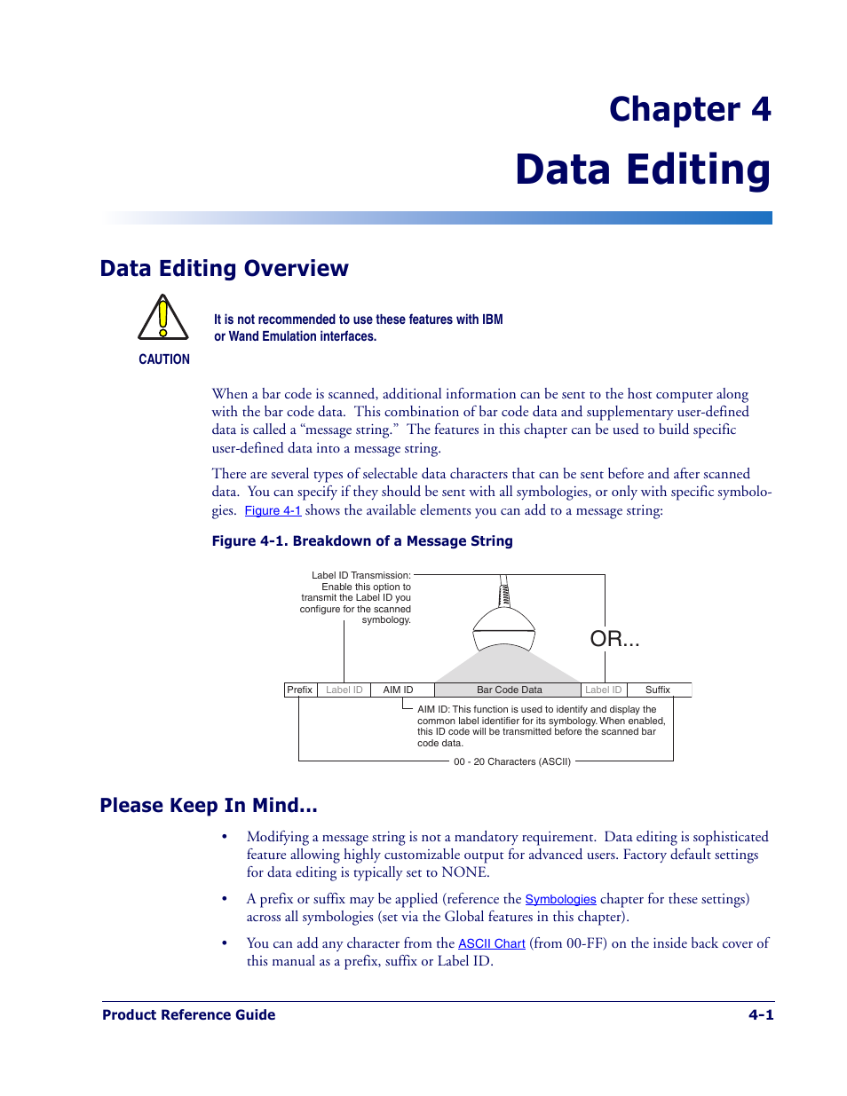 Data editing, Data editing overview, Please keep in mind | Data editing overview -1, Please keep in mind -1, Chapter 4 | PSC 1400I User Manual | Page 65 / 180