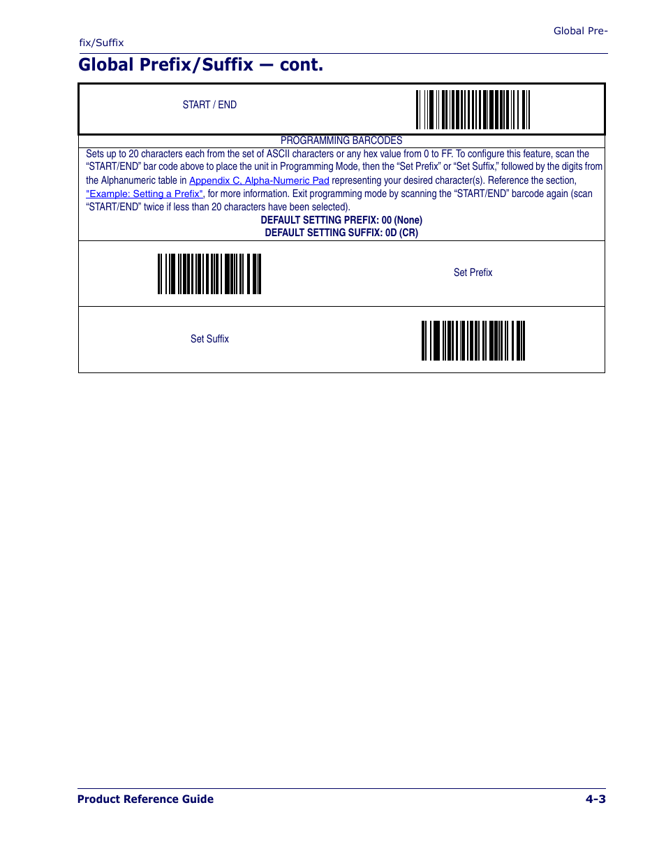 Global prefix/suffix — cont | PSC 1400I User Manual | Page 67 / 180
