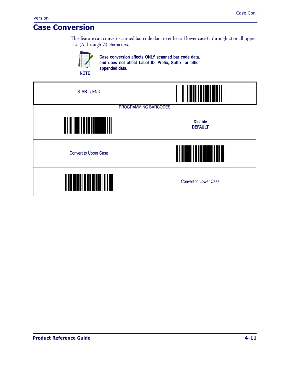 Case conversion, Case conversion -11 | PSC 1400I User Manual | Page 75 / 180