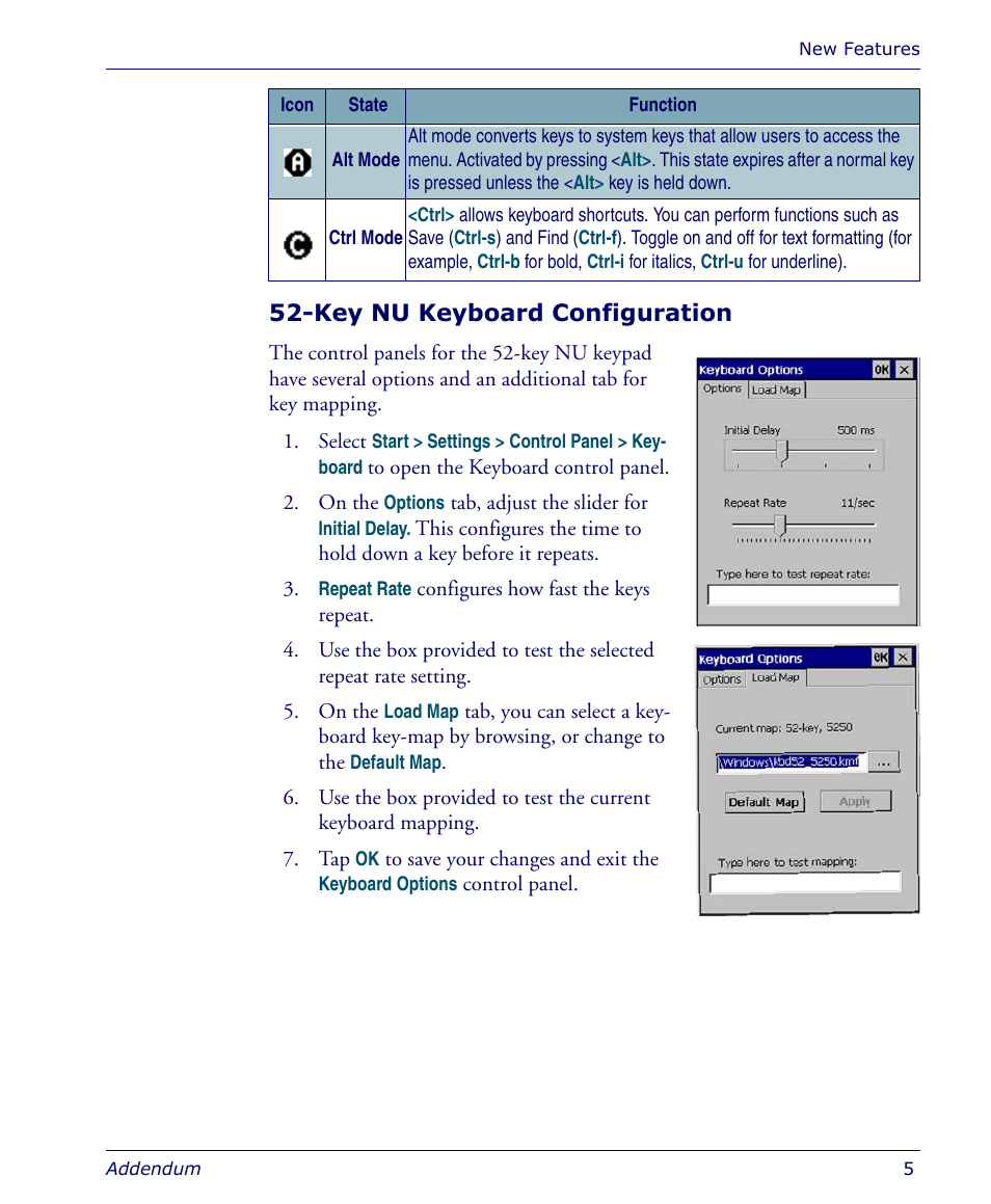 Key nu keyboard configuration | PSC Falcon 4410 User Manual | Page 7 / 16