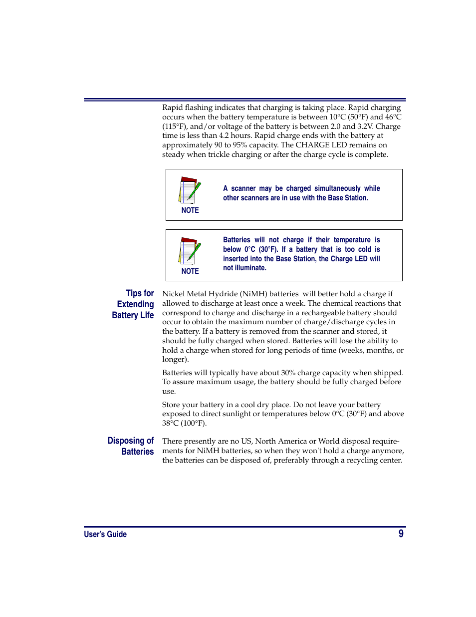 Tips for extending battery life, Disposing of batteries | PSC PowerScan RF User Manual | Page 17 / 36