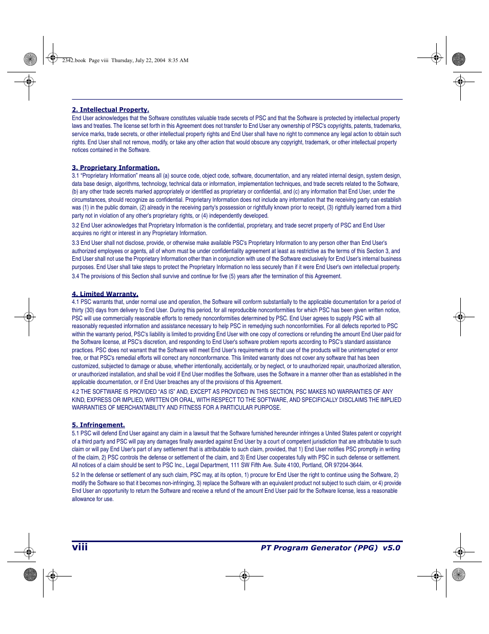 Viii | PSC PT Program Generator User Manual | Page 10 / 204
