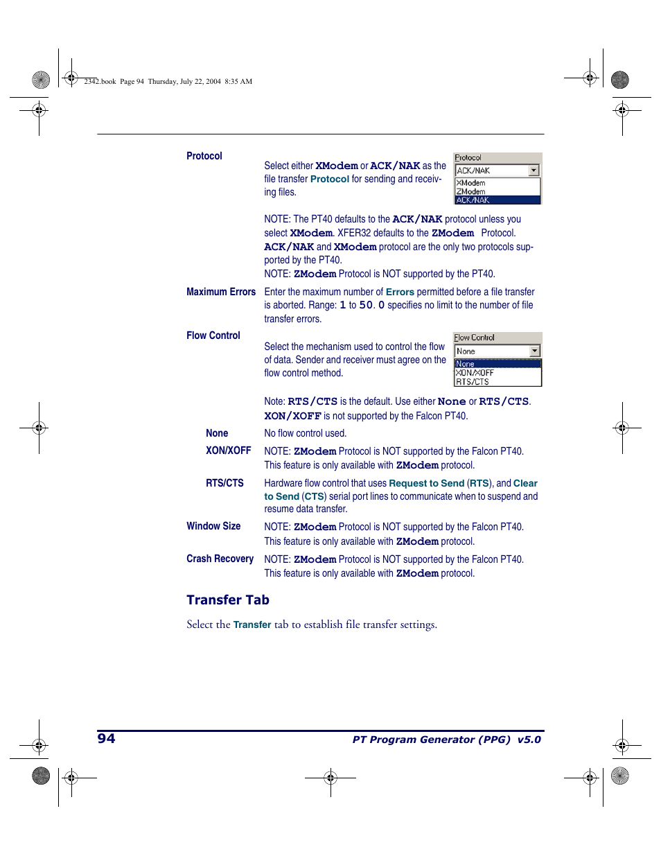 Transfer tab | PSC PT Program Generator User Manual | Page 106 / 204