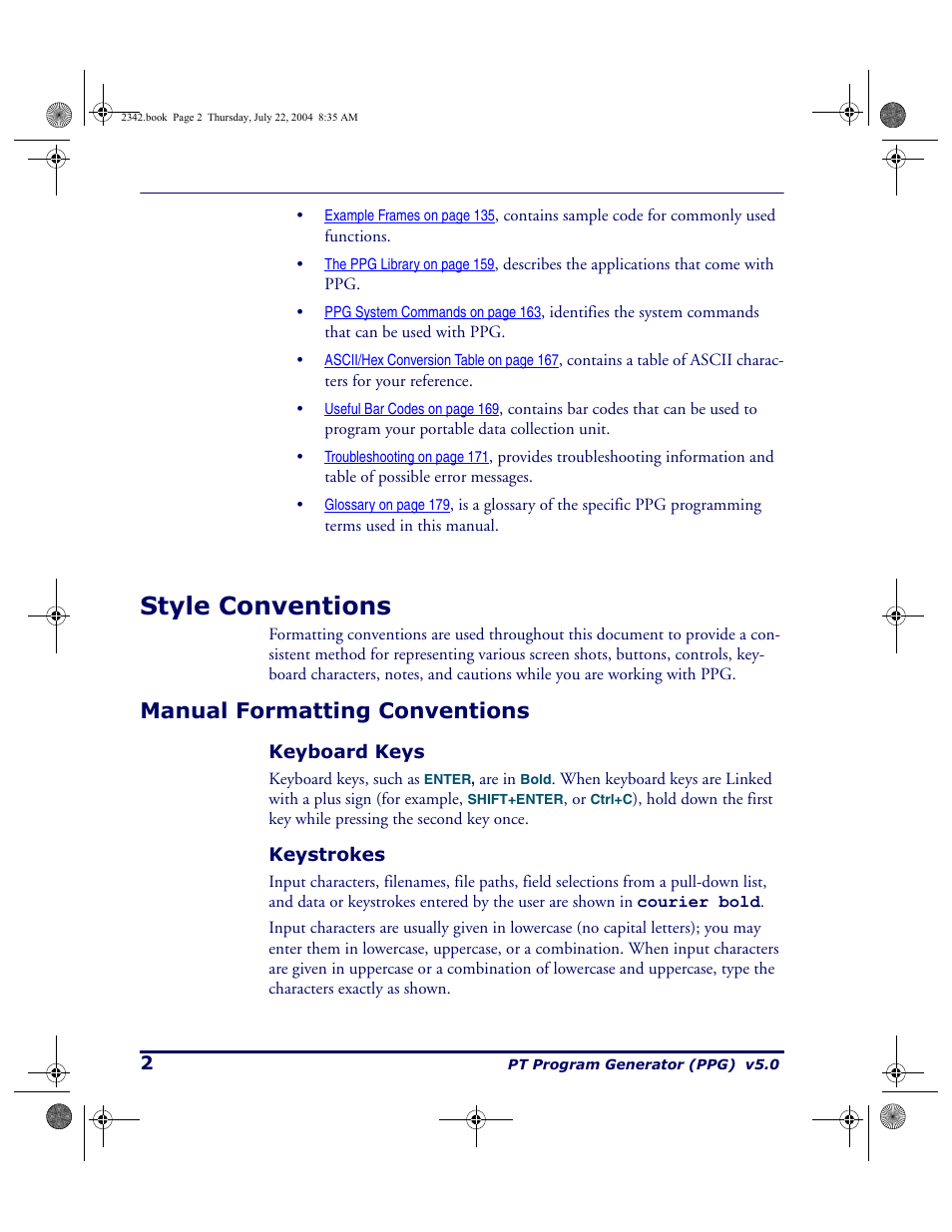 Style conventions, Manual formatting conventions, Keyboard keys | Keystrokes, Keyboard keys keystrokes | PSC PT Program Generator User Manual | Page 14 / 204