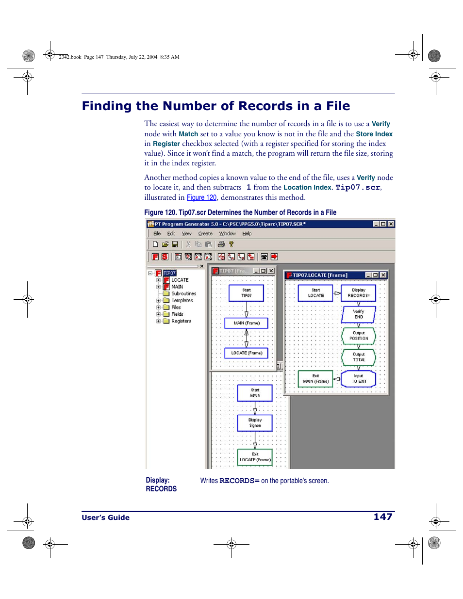 Finding the number of records in a file | PSC PT Program Generator User Manual | Page 159 / 204
