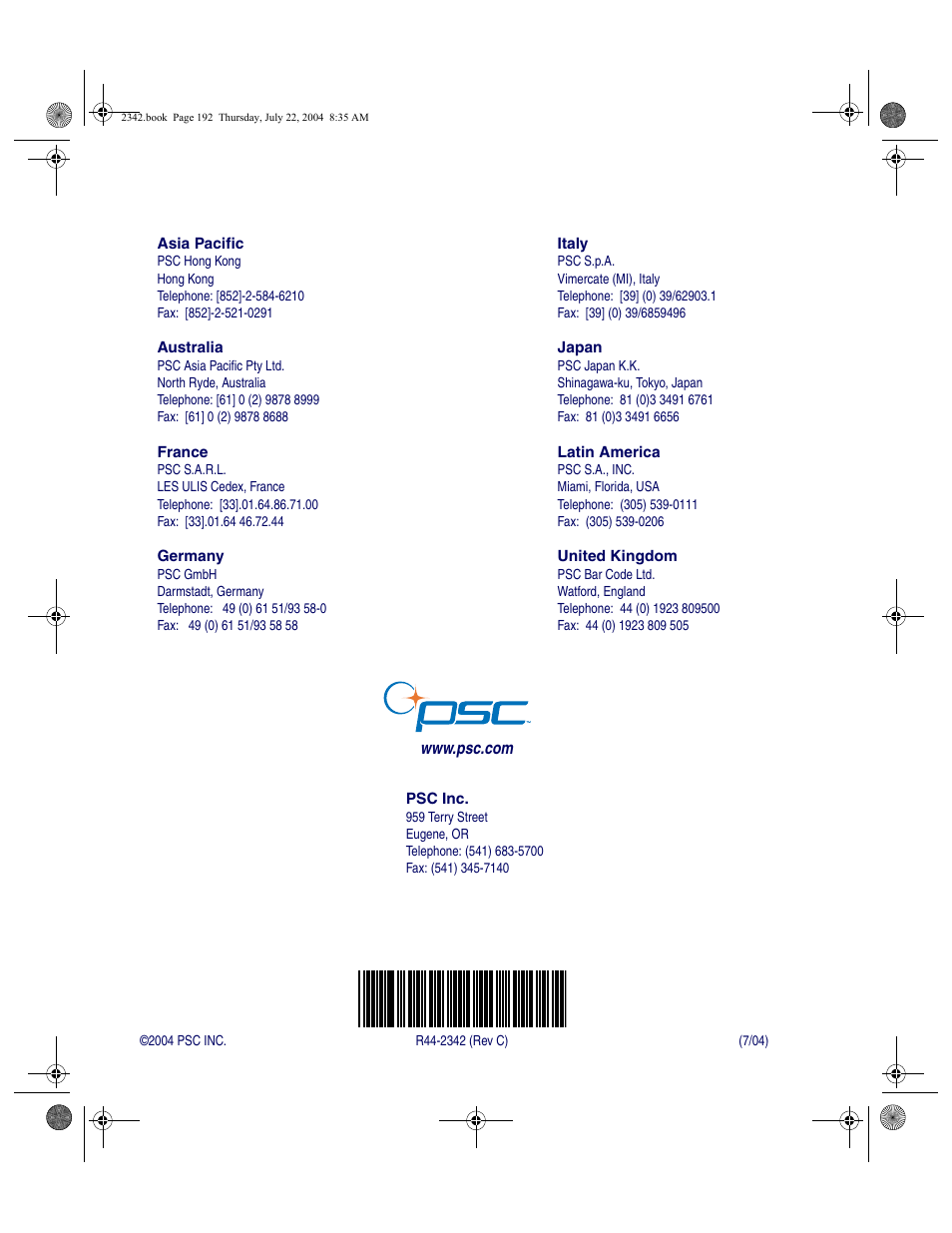 PSC PT Program Generator User Manual | Page 204 / 204