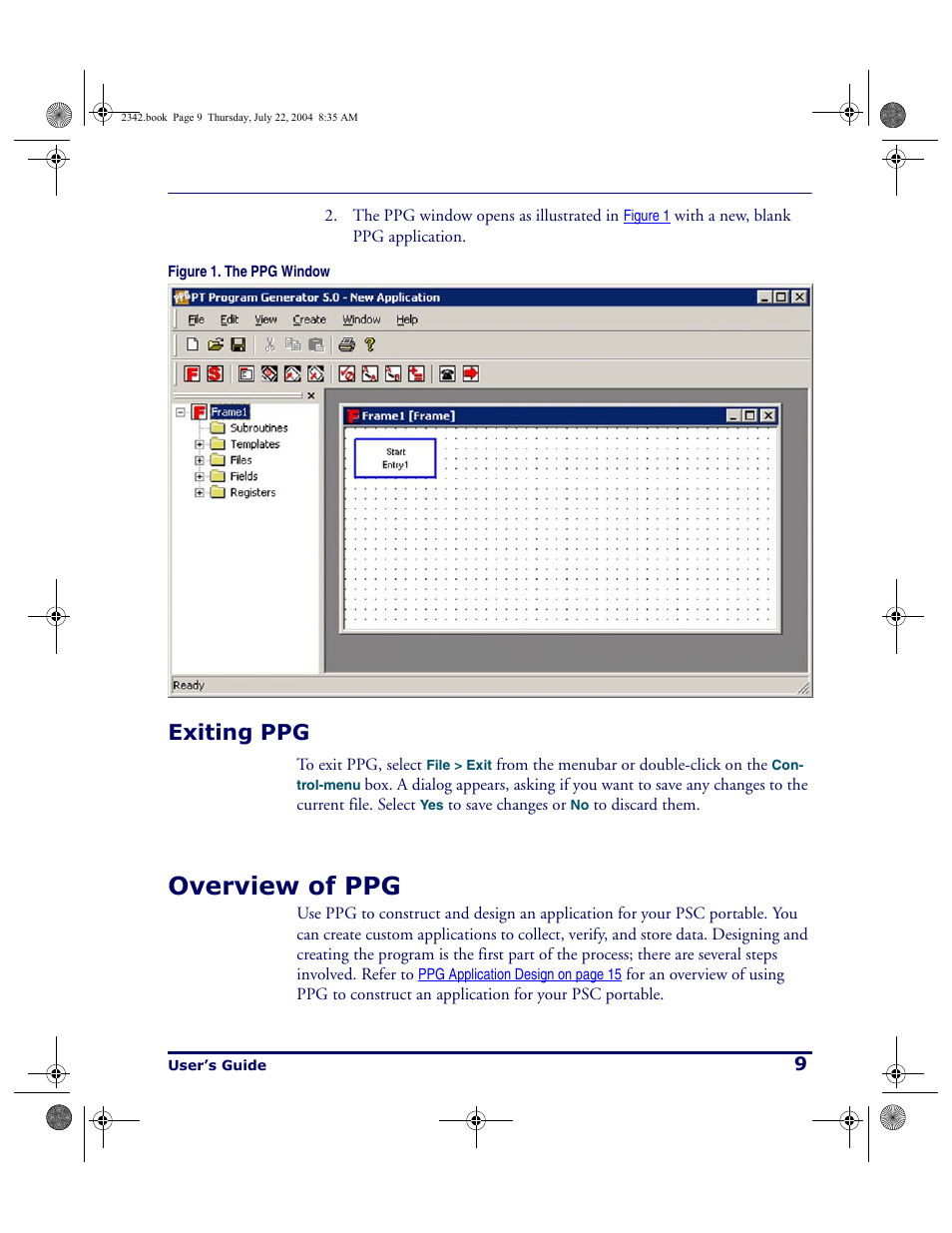 Exiting ppg, Overview of ppg | PSC PT Program Generator User Manual | Page 21 / 204
