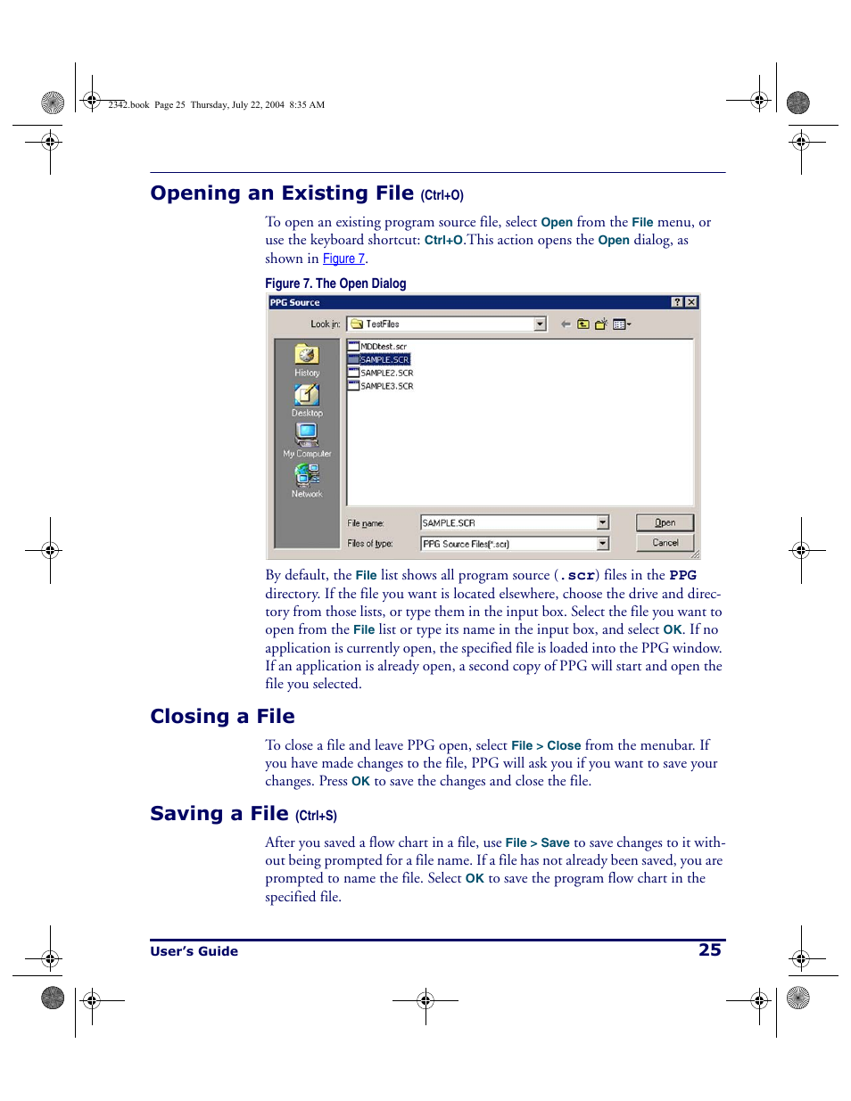 Opening an existing file (ctrl+o), Closing a file, Saving a file (ctrl+s) | Opening an existing file, Ctrl+o), Closing a file saving a file, Ctrl+s), Saving a file | PSC PT Program Generator User Manual | Page 37 / 204