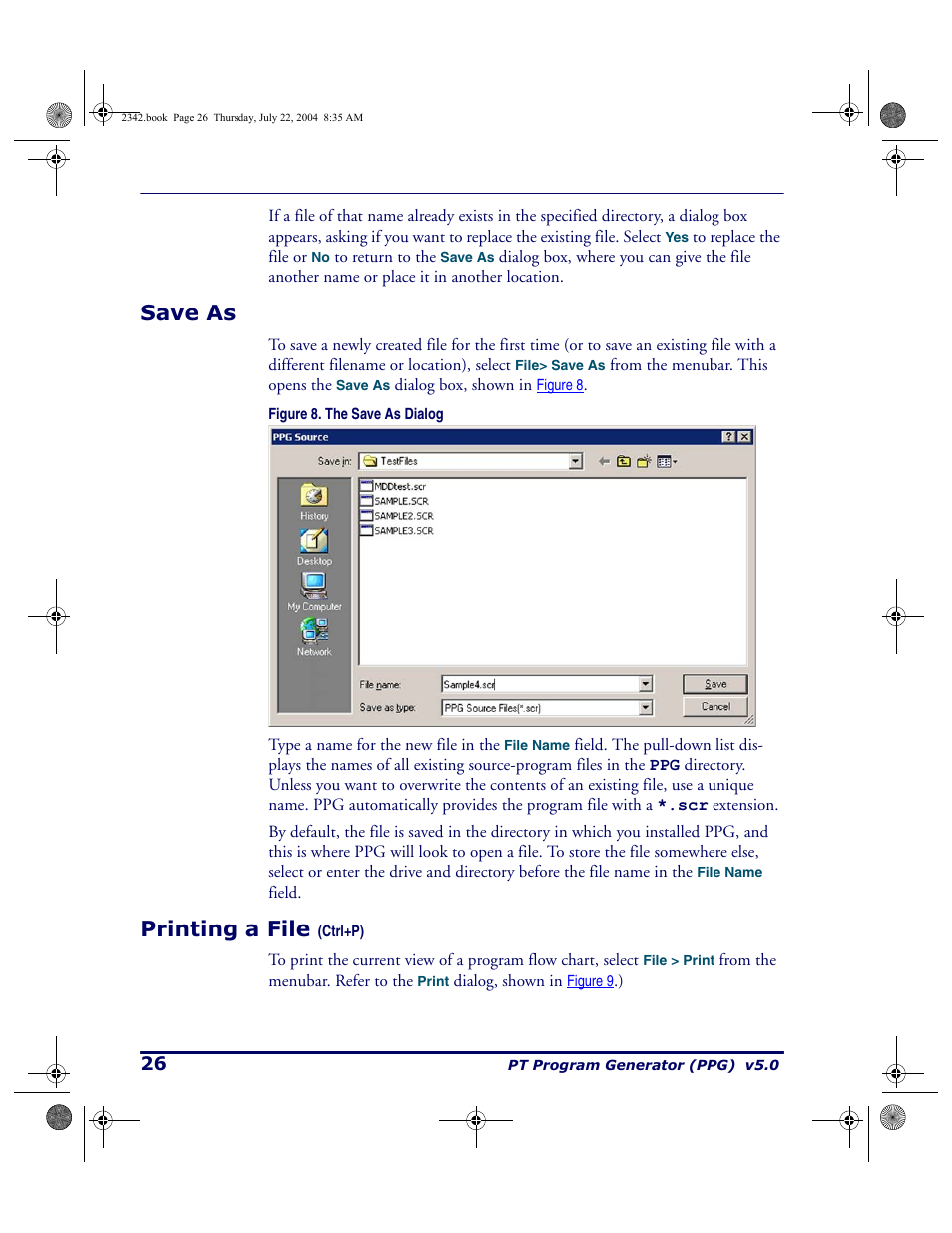 Save as, Printing a file (ctrl+p), Save as printing a file | Ctrl+p), Printing a file | PSC PT Program Generator User Manual | Page 38 / 204