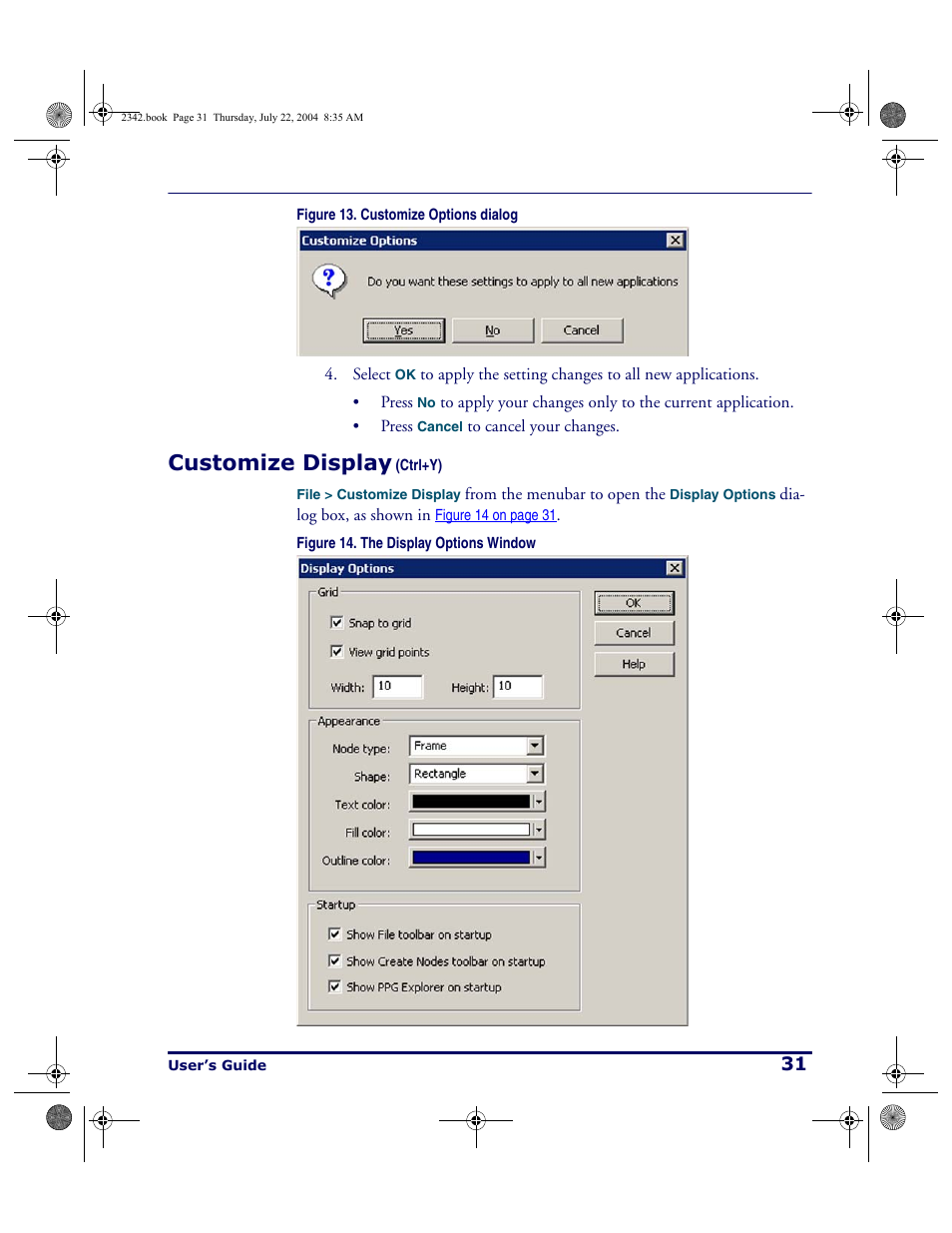 Customize display (ctrl+y), Customize display | PSC PT Program Generator User Manual | Page 43 / 204