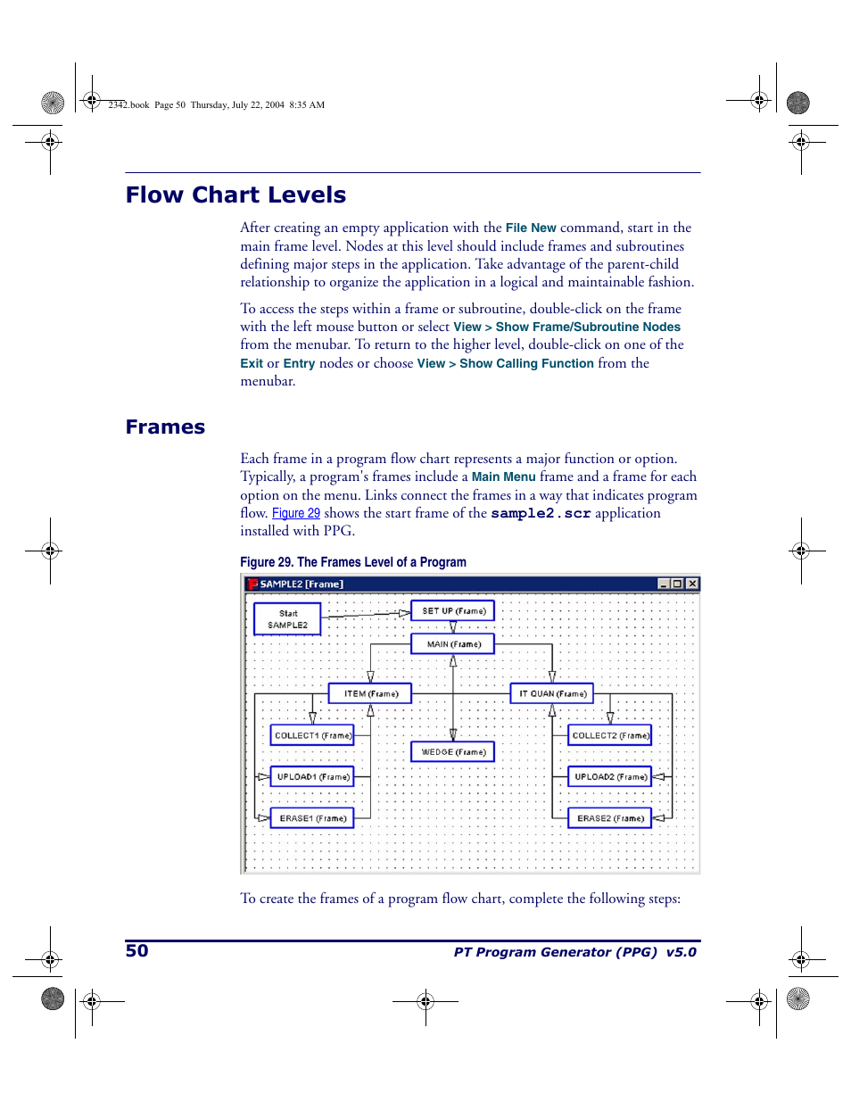 Flow chart levels, Frames | PSC PT Program Generator User Manual | Page 62 / 204