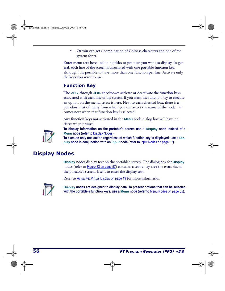 Function key, Display nodes | PSC PT Program Generator User Manual | Page 68 / 204