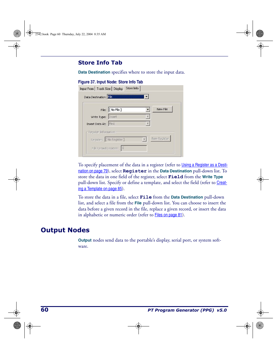 Store info tab, Output nodes | PSC PT Program Generator User Manual | Page 72 / 204