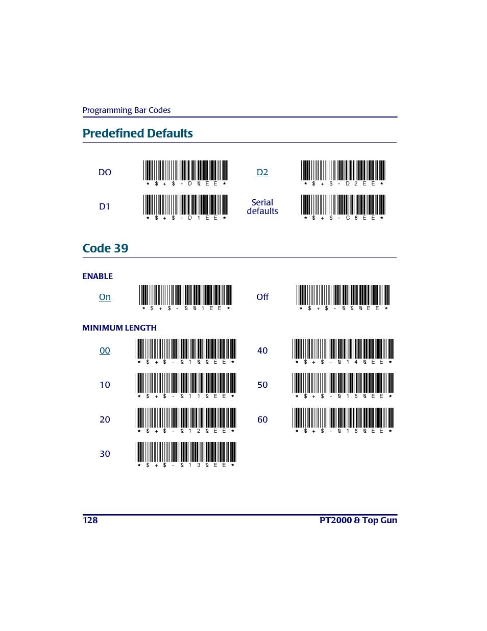 Predefined defaults code 39, Pre de fine d de fa ults code 39, D0ee | D2ee, D1ee, C8ee, 001ee, 000ee, 0100ee, 0140ee | PSC PT2000TM User Manual | Page 138 / 168