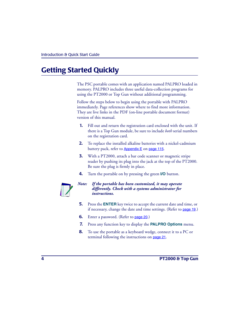 Getting started quickly | PSC PT2000TM User Manual | Page 14 / 168