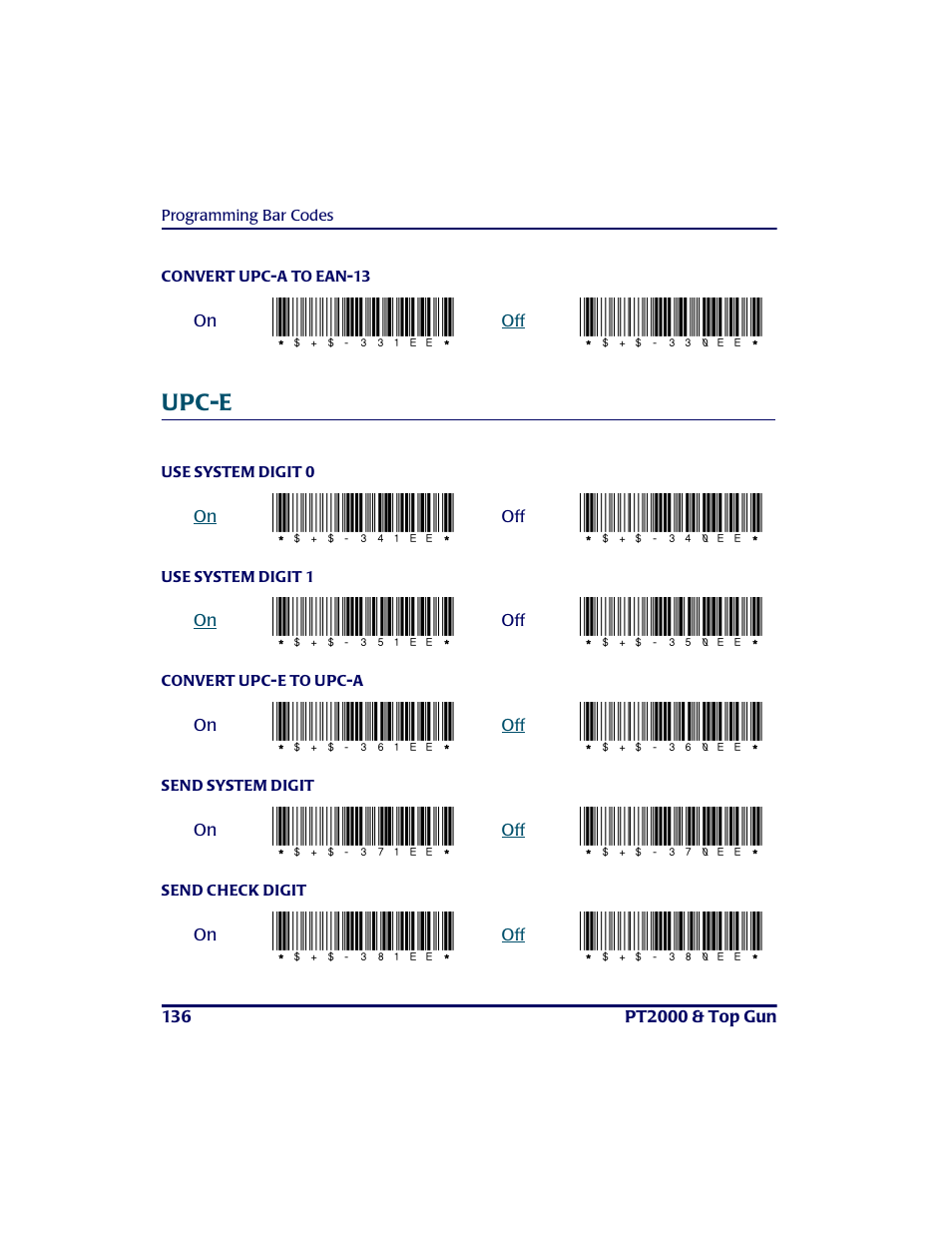 Upc-e, 331ee, 330ee | 341ee, 340ee, 351ee, 350ee, 361ee, 360ee, 371ee | PSC PT2000TM User Manual | Page 146 / 168