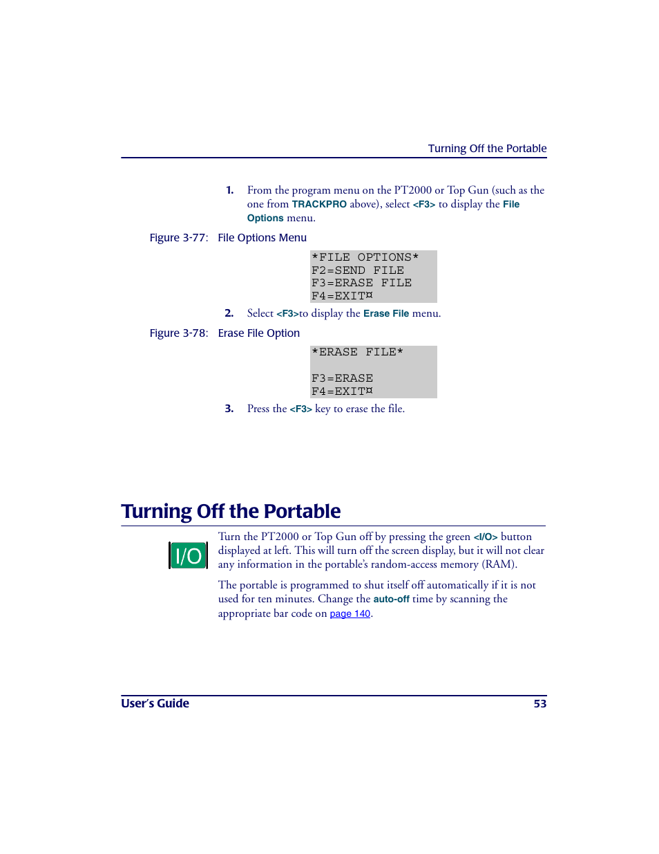 Turning off the portable, Turning off the porta ble | PSC PT2000TM User Manual | Page 63 / 168