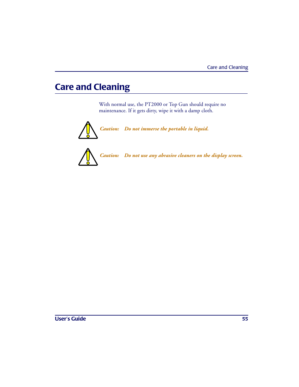 Care and cleaning | PSC PT2000TM User Manual | Page 65 / 168
