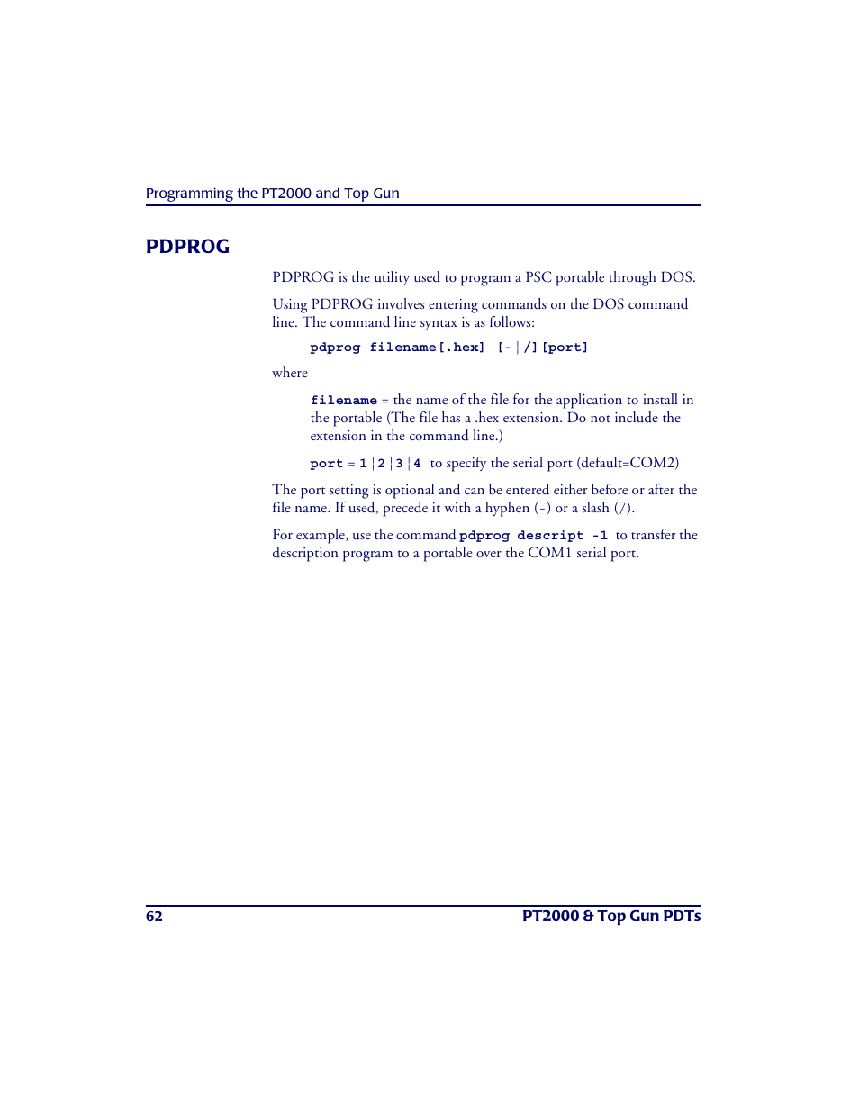 Pdprog | PSC PT2000TM User Manual | Page 72 / 168