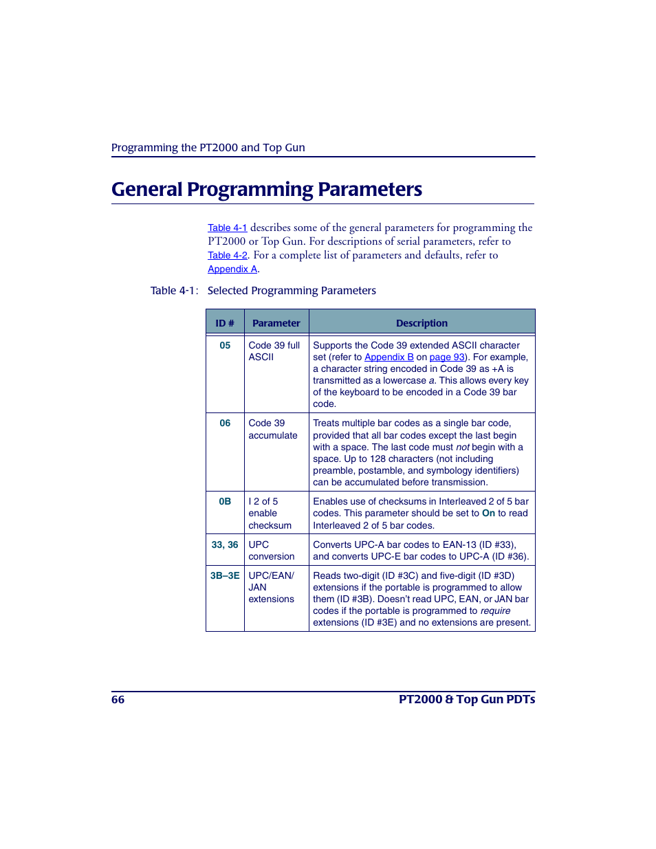 General programming parameters, Ge ne ra l progra mming pa ra me te rs | PSC PT2000TM User Manual | Page 76 / 168
