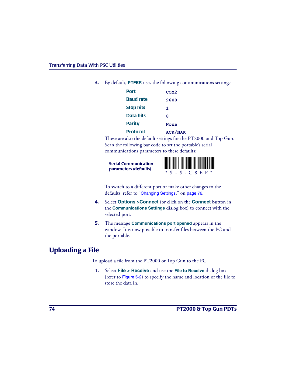 Uploading a file, C8ee | PSC PT2000TM User Manual | Page 84 / 168