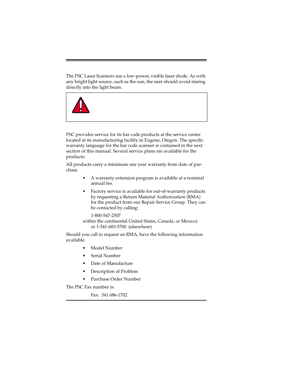 Scanner labeling, Service and warranty | PSC Scanners User Manual | Page 72 / 84