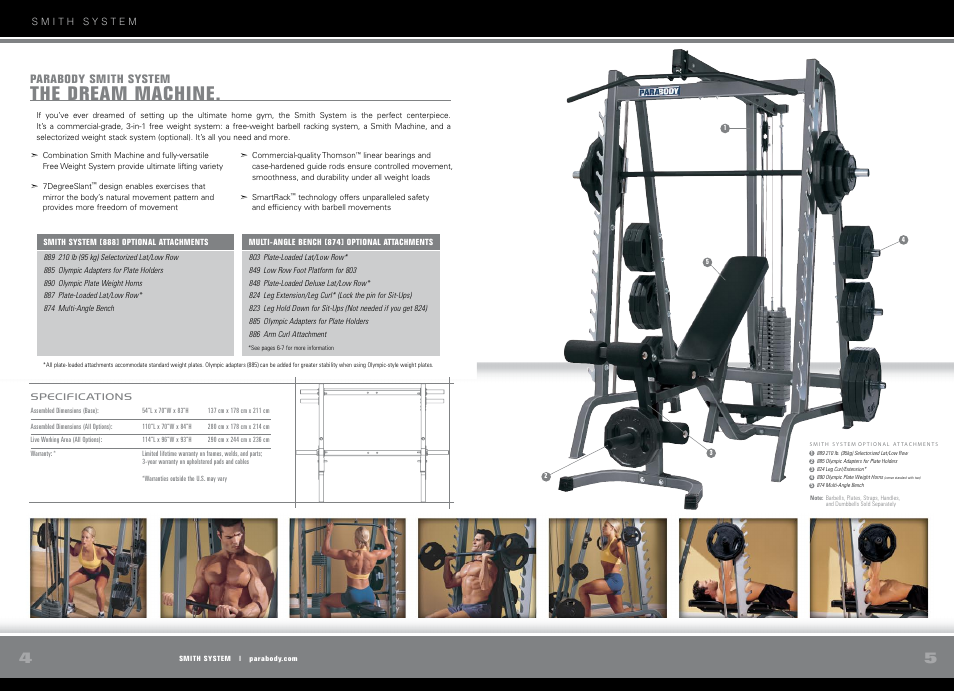 The dream machine, Parabody smith system | ParaBody Free Weight Smith System User Manual | Page 3 / 5