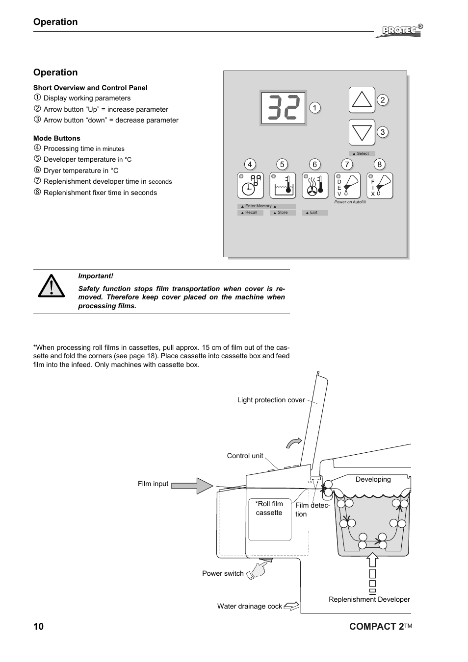 10 compact 2, Operation | Protec Protech Compact2 Film Processor SX 2 User Manual | Page 10 / 58