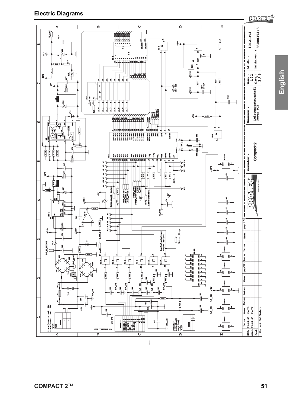 English, Compact 2, 51 electric diagrams | Nc22, Nc21 nc20, Nc19, Nc18 nc17, Nc13, Nc12 nc10, B9_pe | Protec Protech Compact2 Film Processor SX 2 User Manual | Page 51 / 58