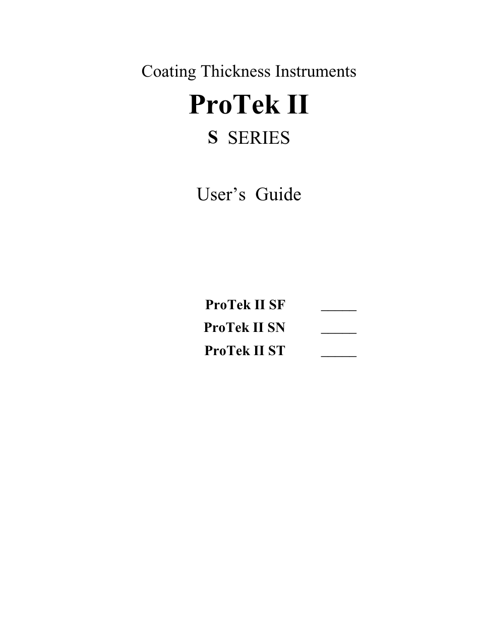 Protec PROTEK II SN User Manual | 10 pages