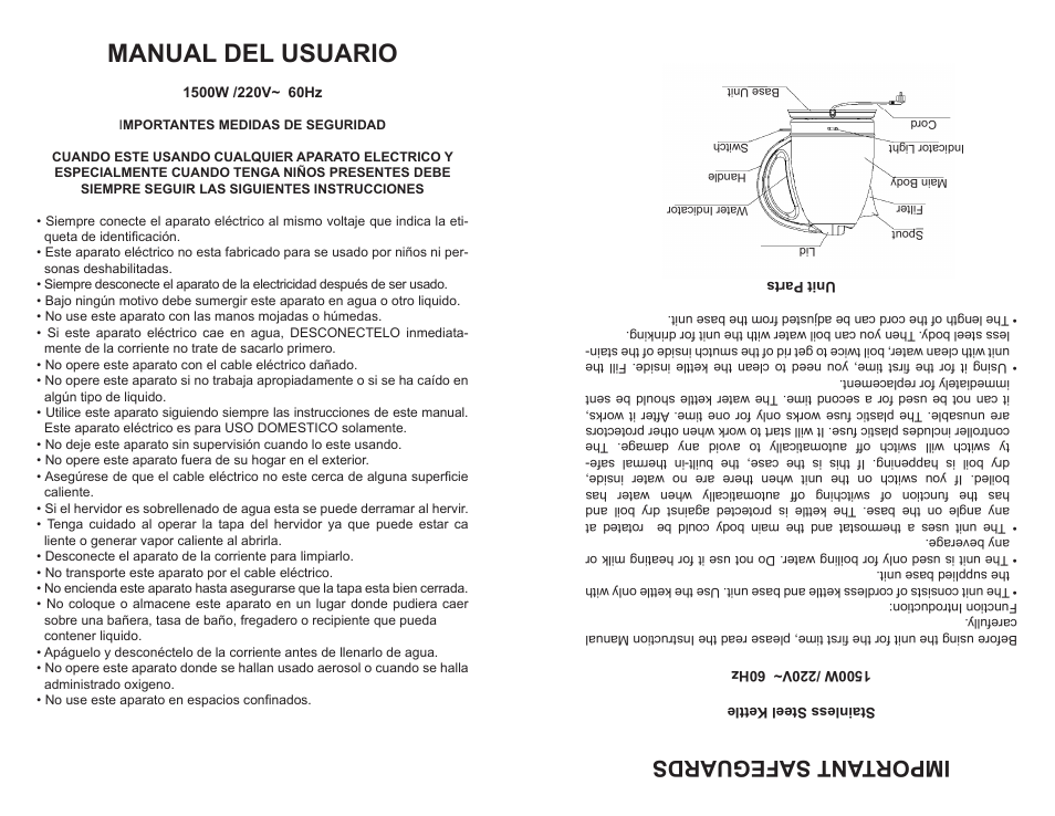 Manual del usuario, Important safeguards | Professional Series PS77692 User Manual | Page 6 / 8