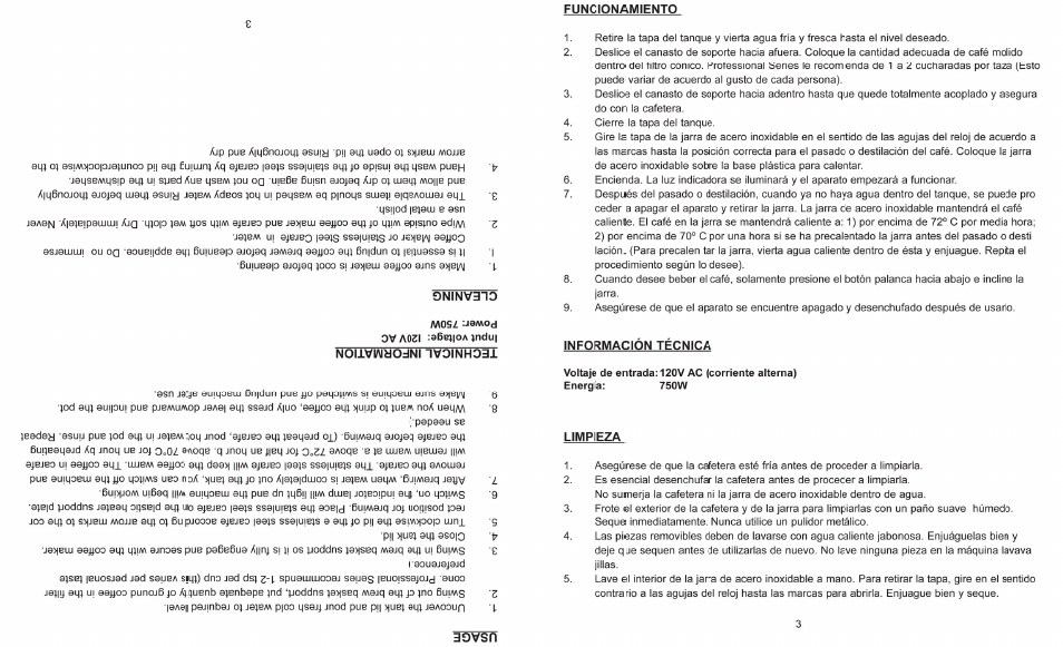 Professional Series CAFETERA PS77651 User Manual | Page 3 / 4