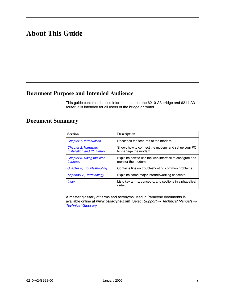 About this guide, Document purpose and intended audience, Document summary | Paradyne 6211 User Manual | Page 11 / 72