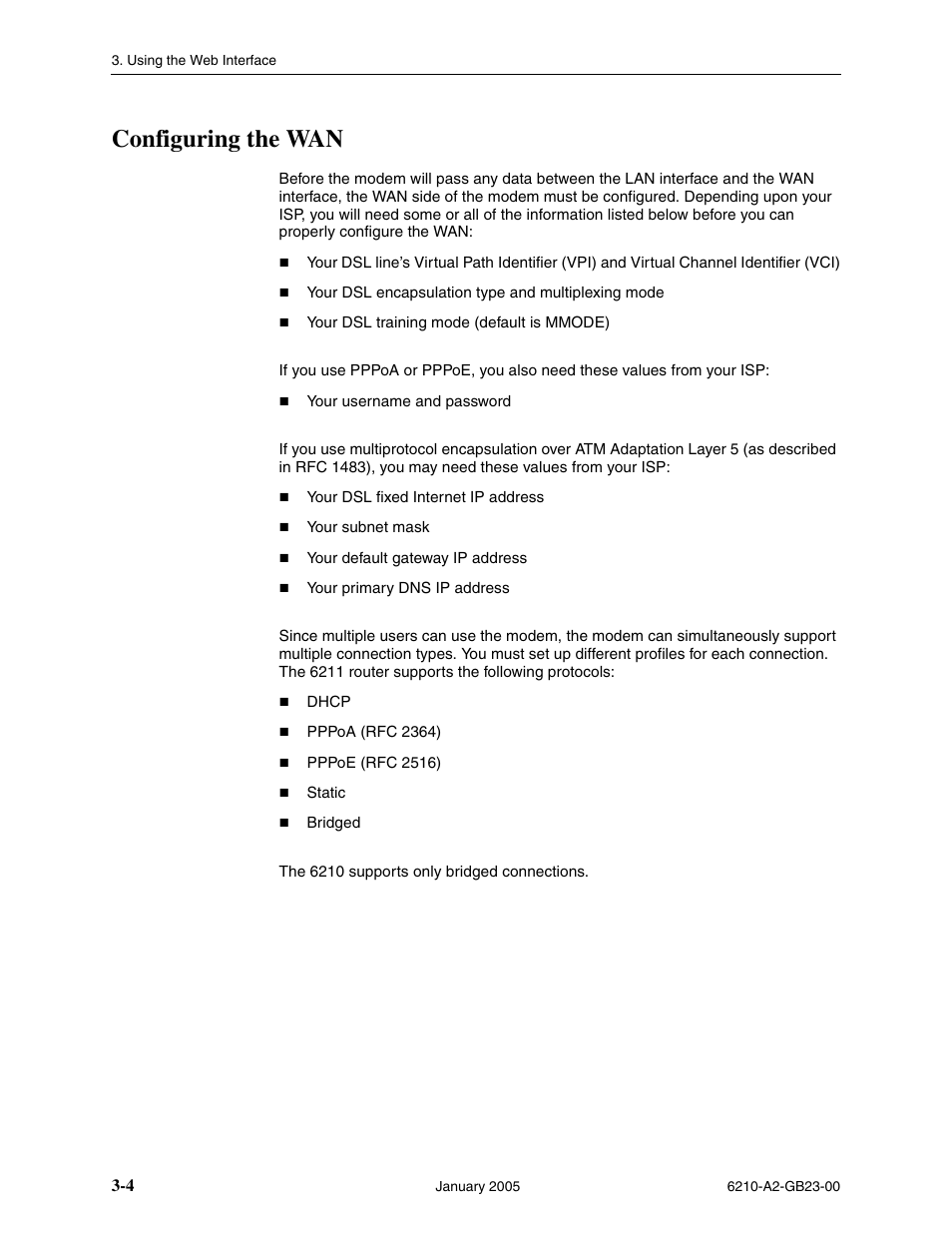 Configuring the wan | Paradyne 6211 User Manual | Page 32 / 72