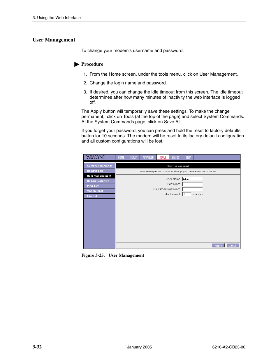 User management | Paradyne 6211 User Manual | Page 60 / 72