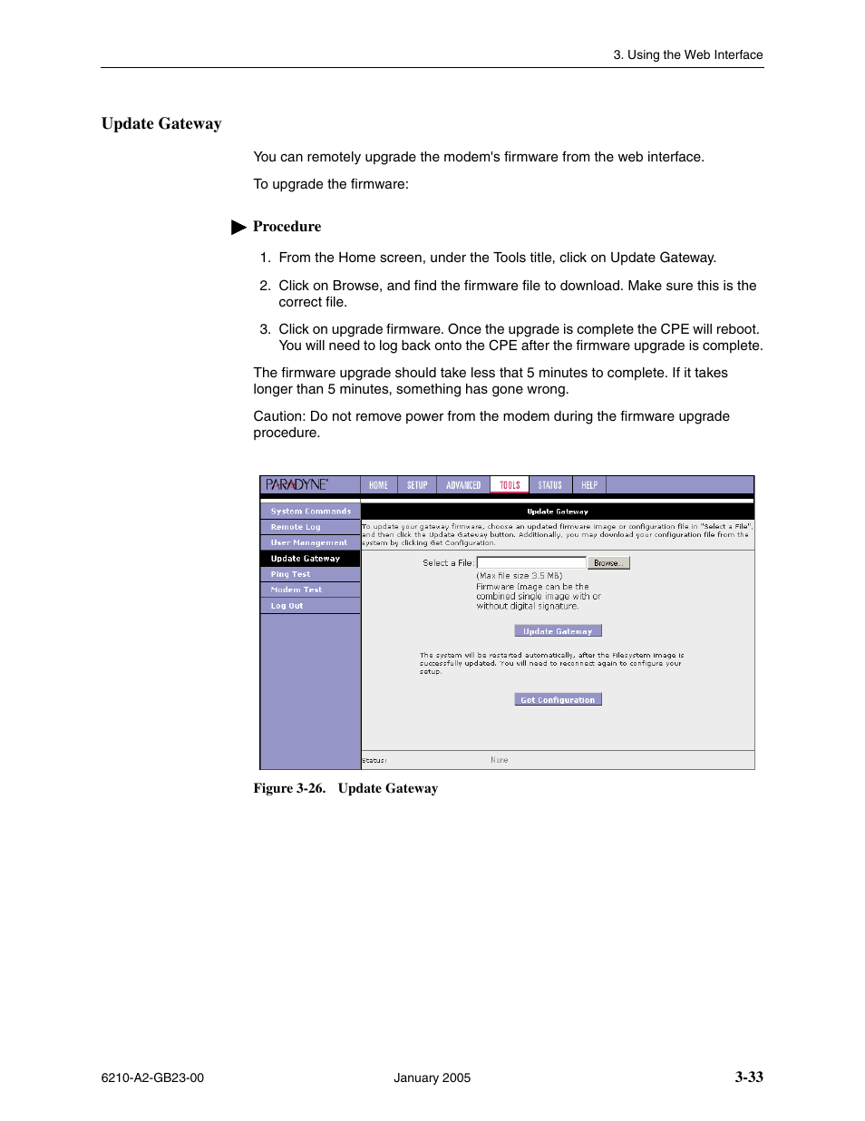 Update gateway | Paradyne 6211 User Manual | Page 61 / 72
