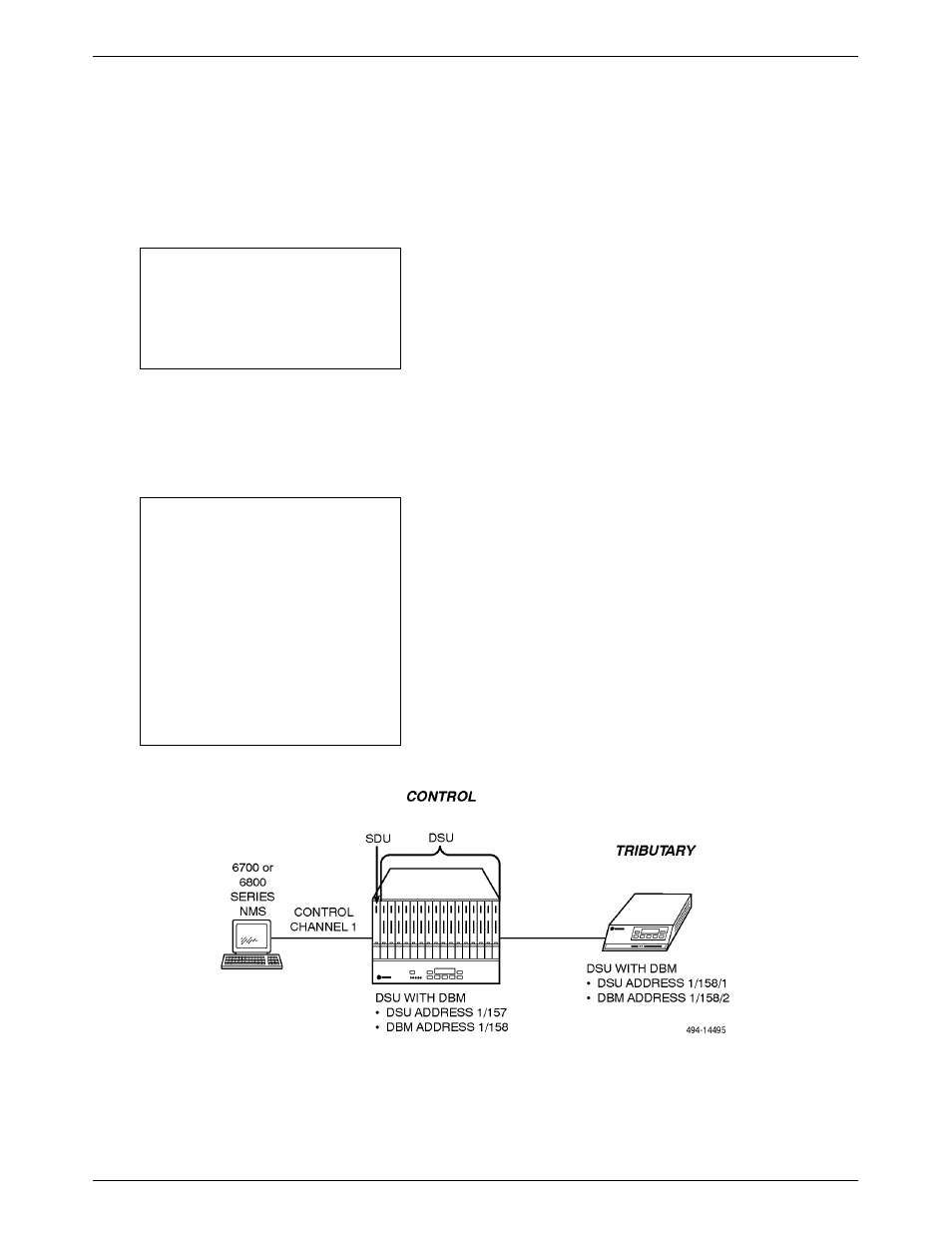 Addressing the unit, Addressing example, Tributary dsu addressing | Paradyne COMSPHERE 3615 User Manual | Page 42 / 135