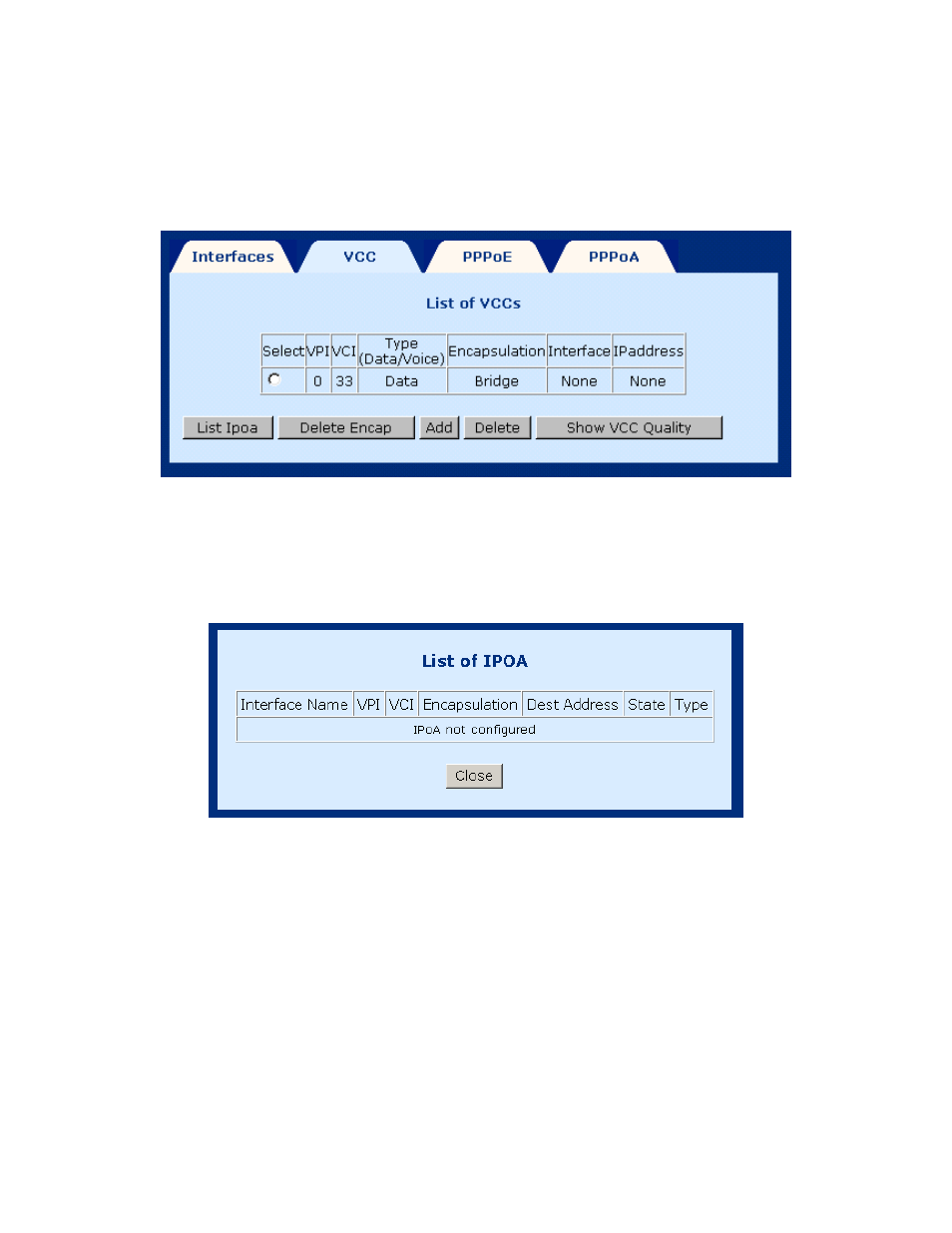 List ipoa, 9 vcc, 1 list ipoa | Paradyne 6212 User Manual | Page 61 / 102