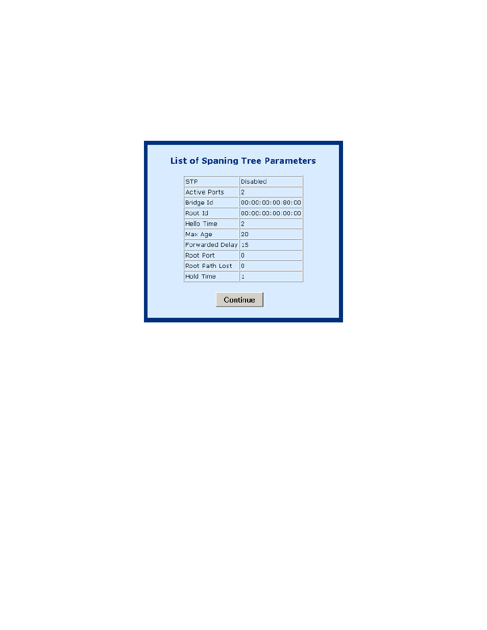 View stp parameters, 3 view stp parameters | Paradyne 6212 User Manual | Page 71 / 102