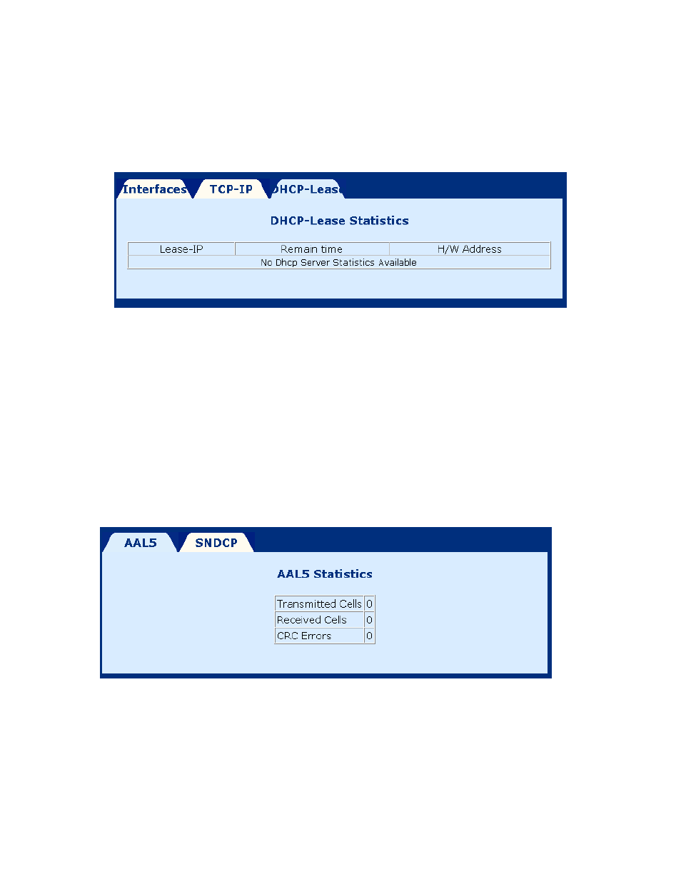 Dhcp-lease, Atm statistics, Aal5 | 3 atm statistics, 3 dhcp-lease, 1 aal5 | Paradyne 6212 User Manual | Page 77 / 102