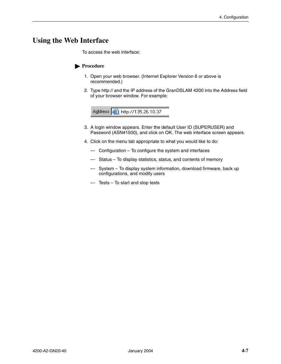 Using the web interface | Paradyne IP DSLAM GranDSLAM 4200 User Manual | Page 51 / 72