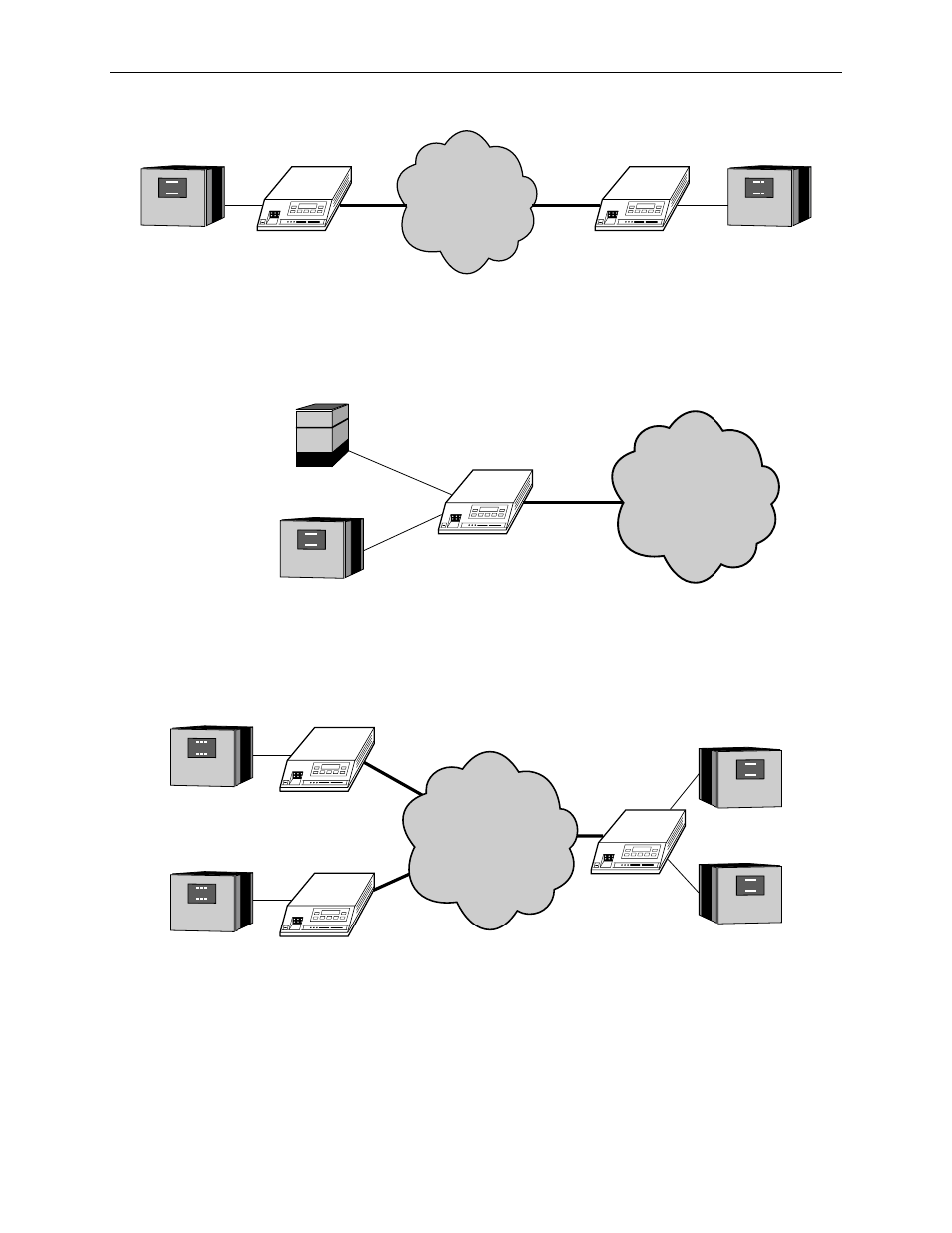 Figure 2-1, point-to-point application, Example, Figure 2-2, shared access | Application example, Figure 2-3, fractional t1 application | Paradyne 3161 User Manual | Page 28 / 316
