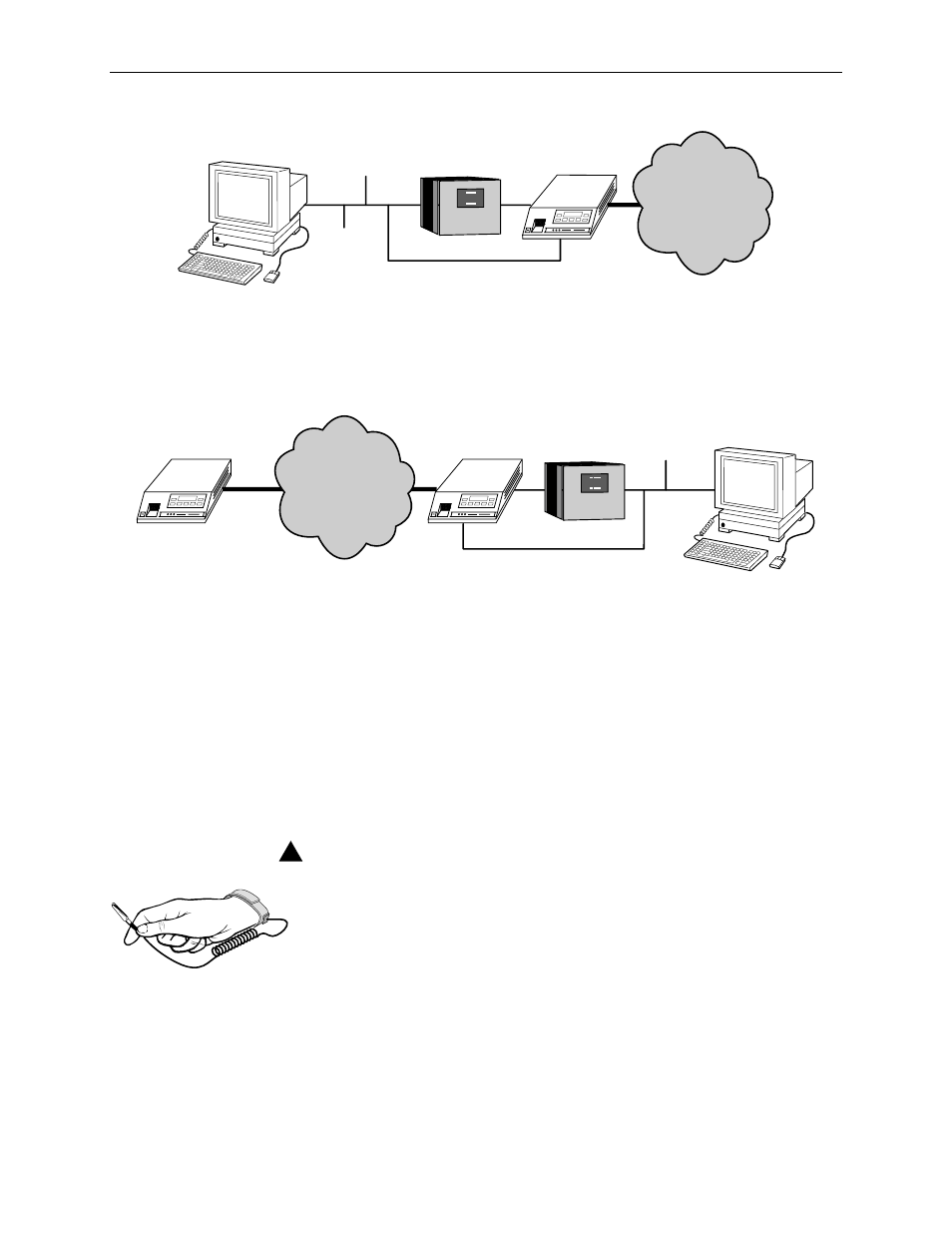 Important instructions, Figure 2-6, Connection through the 10baset port | Figure 2-7, remote, Access through fdl/edl, Handling precautions for static-sensitive devices | Paradyne 3161 User Manual | Page 30 / 316