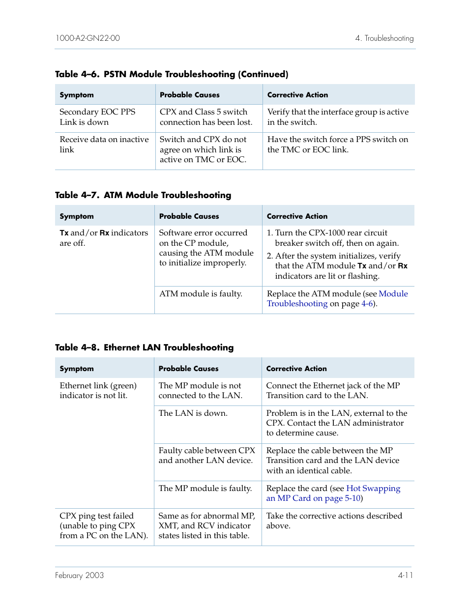 R to, Table 4–7, Table 4–8 | Paradyne Jetstream CPX-1000 User Manual | Page 111 / 160