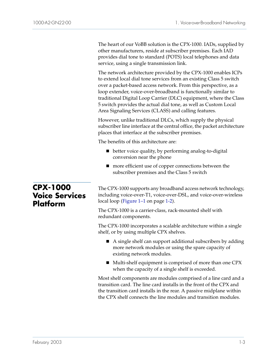 Cpx-1000 voice services platform, Cpx-1000 voice services platform -3 | Paradyne Jetstream CPX-1000 User Manual | Page 17 / 160