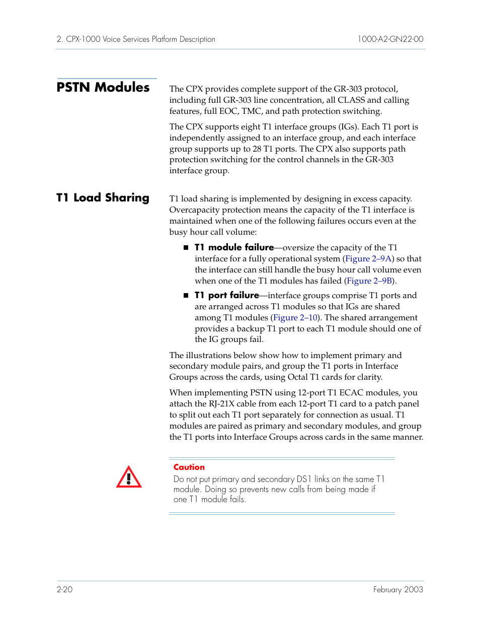 Pstn modules, T1 load sharing, Pstn modules -20 | T1 load sharing -20 | Paradyne Jetstream CPX-1000 User Manual | Page 44 / 160