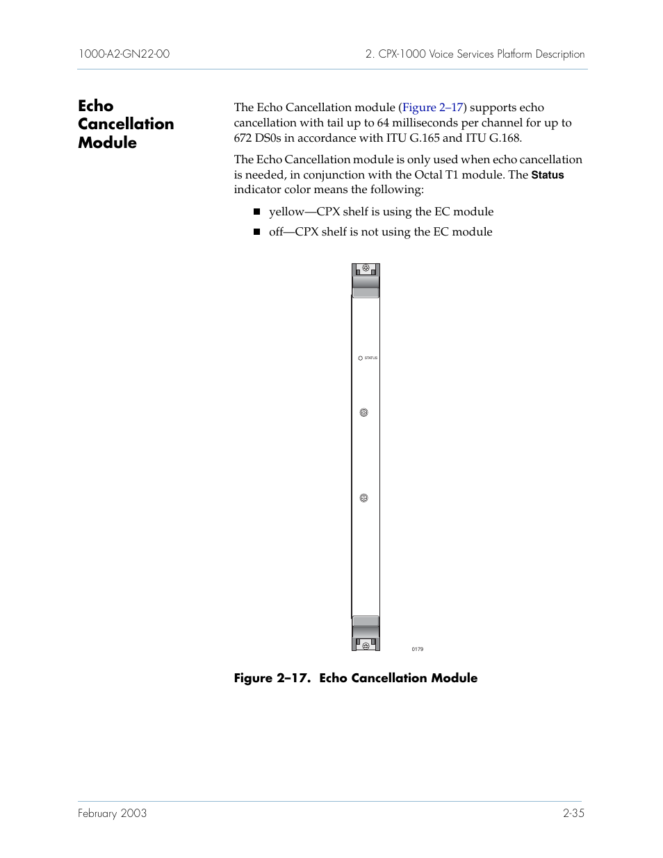 Echo cancellation module, Echo cancellation module -35 | Paradyne Jetstream CPX-1000 User Manual | Page 59 / 160