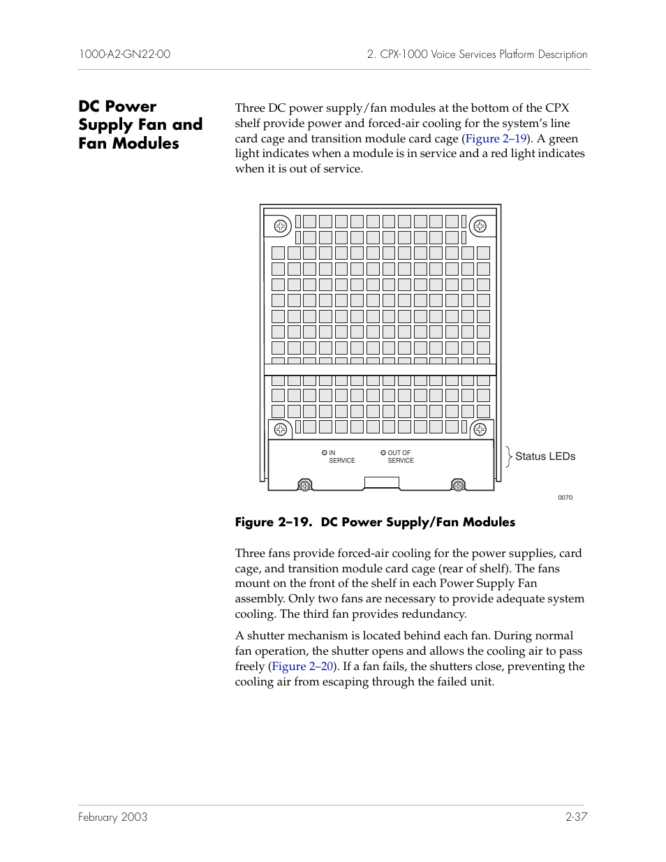 Dc power supply fan and fan modules, Dc power supply fan and fan modules -37 | Paradyne Jetstream CPX-1000 User Manual | Page 61 / 160