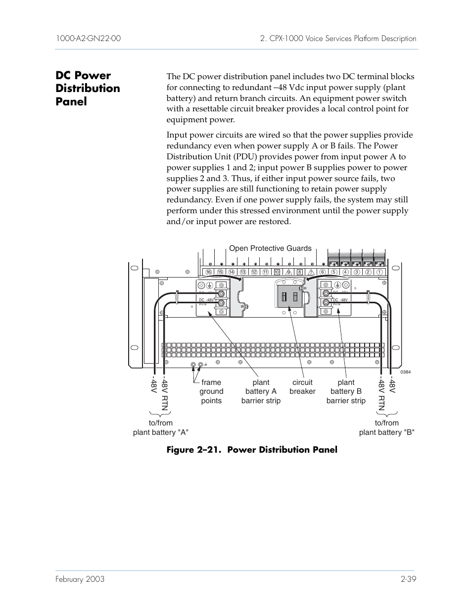 Dc power distribution panel, Dc power distribution panel -39 | Paradyne Jetstream CPX-1000 User Manual | Page 63 / 160